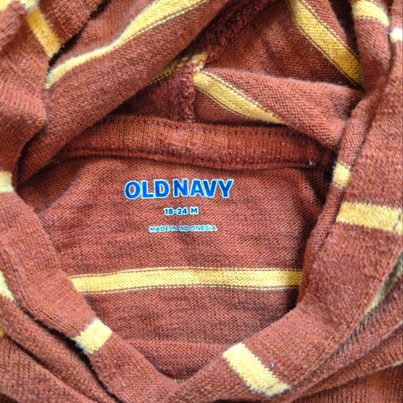 Old Navy Boy’s Brown & Tan Striped Knit Hoodie – Size 18–24 Months - Picture 3 of 3